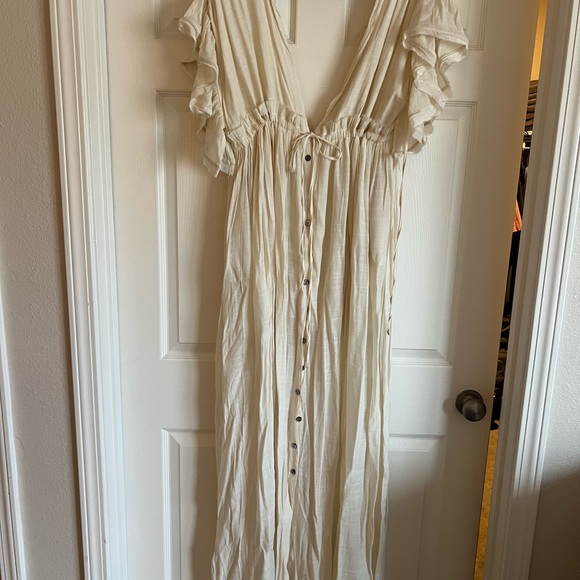 Peach Love California  Cream Ruffle Maxi Dress - Picture 3 of 3